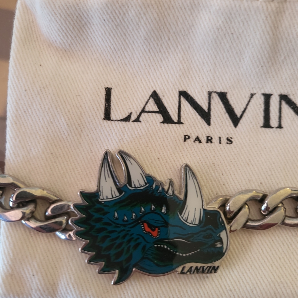 Lanvin Blue and Silver Rhino Charm Bracelet